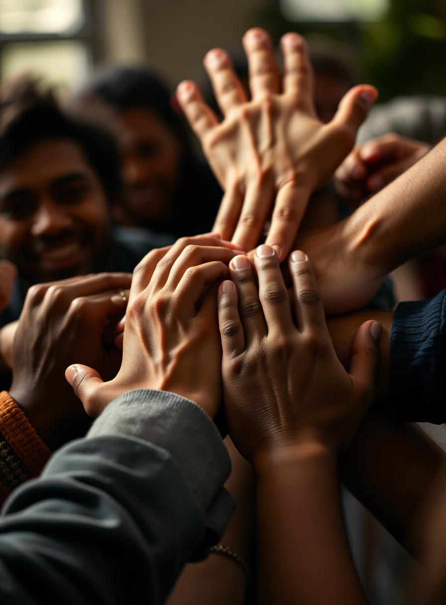 Hands joined together in solidarity
