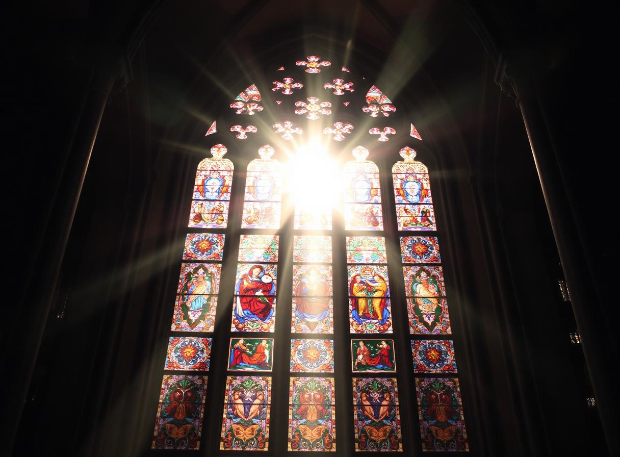 Stained glass window in a Medway church